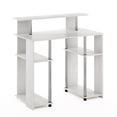 thumbnail image 5 of Furinno Jaya 35.3 Inch White Computer Desk with Raised Hutch and Open Shelf, Gaming Desk, Office Desk for Home Office, Bedroom, White Wood/Stainless Steel, 5 of 5