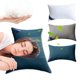 thumbnail image 1 of Núcleo de almohada de terciopelo de plumas | Soft-Grade Hotelero y Solidario | Tejido de algodón respetuoso con la piel | Blanco, azul, gris | 42x70cm | Dormido boca arriba de lado y boca abajo, 1 of 7