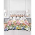 thumbnail image 3 of Pink Flowers Full Size Down Alternative Comforter,Lightweight Comforter Quilt Bedding Set with Pillow Shams Spring Floral Daisy Farmhouse Pastoral Botanical Bed Comforter Duvet Insert 78"x90", 3 of 7