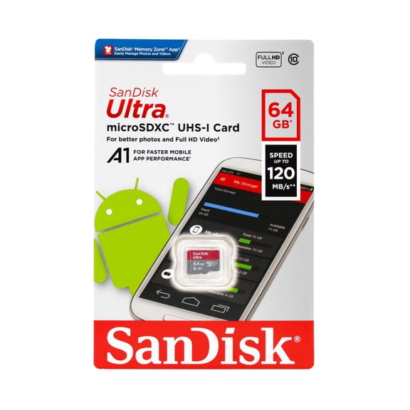 SanDisk Ultra - Flash memory card (microSDXC to SD adapter included) - 64 GB - Class 10 - microSDXC UHS-I
