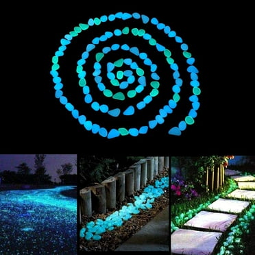 Glowing Stone 100 Pieces Resin Pebbles Glow In The Dark Garden Walkway Aquarium Fish Tanks Plant Pots Purple | US
