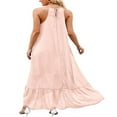 thumbnail image 2 of Women Summer Sleeveless Dress Floral Patterns Ruffled Neckline High-low Hem Cute Dress, 2 of 6