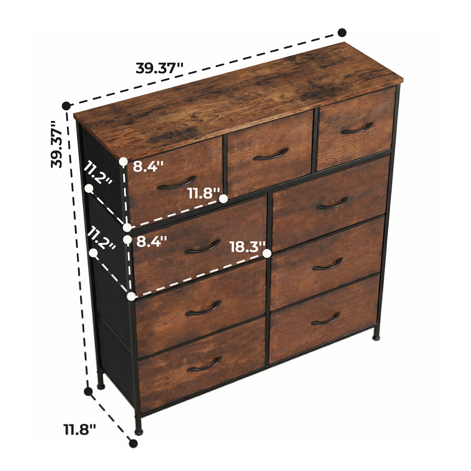 Alvantor Tall Dresser Fabric Storage Tower ,Wooden Top for Kid Room, Closet, Entryway, Nursery