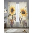 thumbnail image 2 of Farmhouse Sunflower Sheer Curtains 84 Inch Long 2 Panels, Vintage Flower Butterfly Plant Retro Light Filtering Rod Pocket Semi Sheer Curtains, Sheer Voile Drapes for Living Room Bedroom, 52"x84", 2 of 5