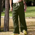 thumbnail image 6 of Hvyesh Women Low Waist Wide Pants Casual Drawstring Cotton Linen Pants Summer Loose Solid Beach Pants Workout Trouses, 6 of 9