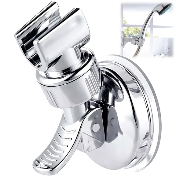 Adjustable Shower Head Holder, 360° Adjustable for Bathroom Suction Cup Shower Holder, No Drill, Durable ABS Build, Removable Shower Head Bracket