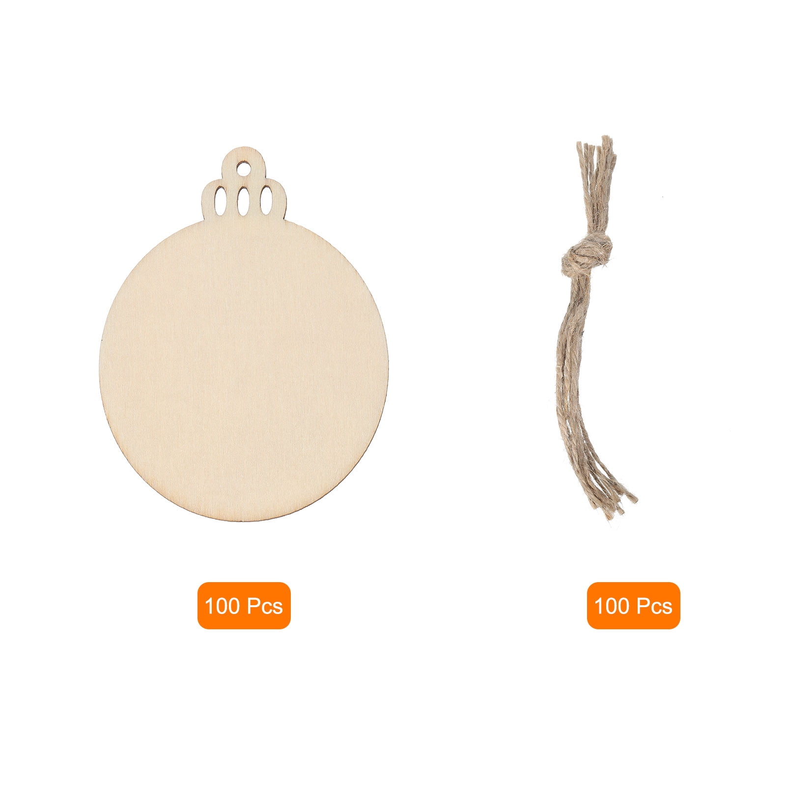 100 Pcs Wooden Christmas Ornaments Paintable Wooden Round Crafts for DIY Christmas Craft Party