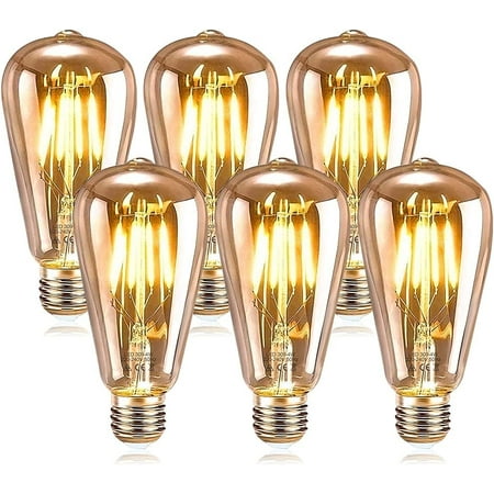 

Vintage E27 LED Bulbs 2-piece Edison E27 Bulbs 6W ST64 E27 Filament Edison Vintage Decorative LED Filament Bulbs Warm White Antique Bulbs Family Restaurant Coffee Bar