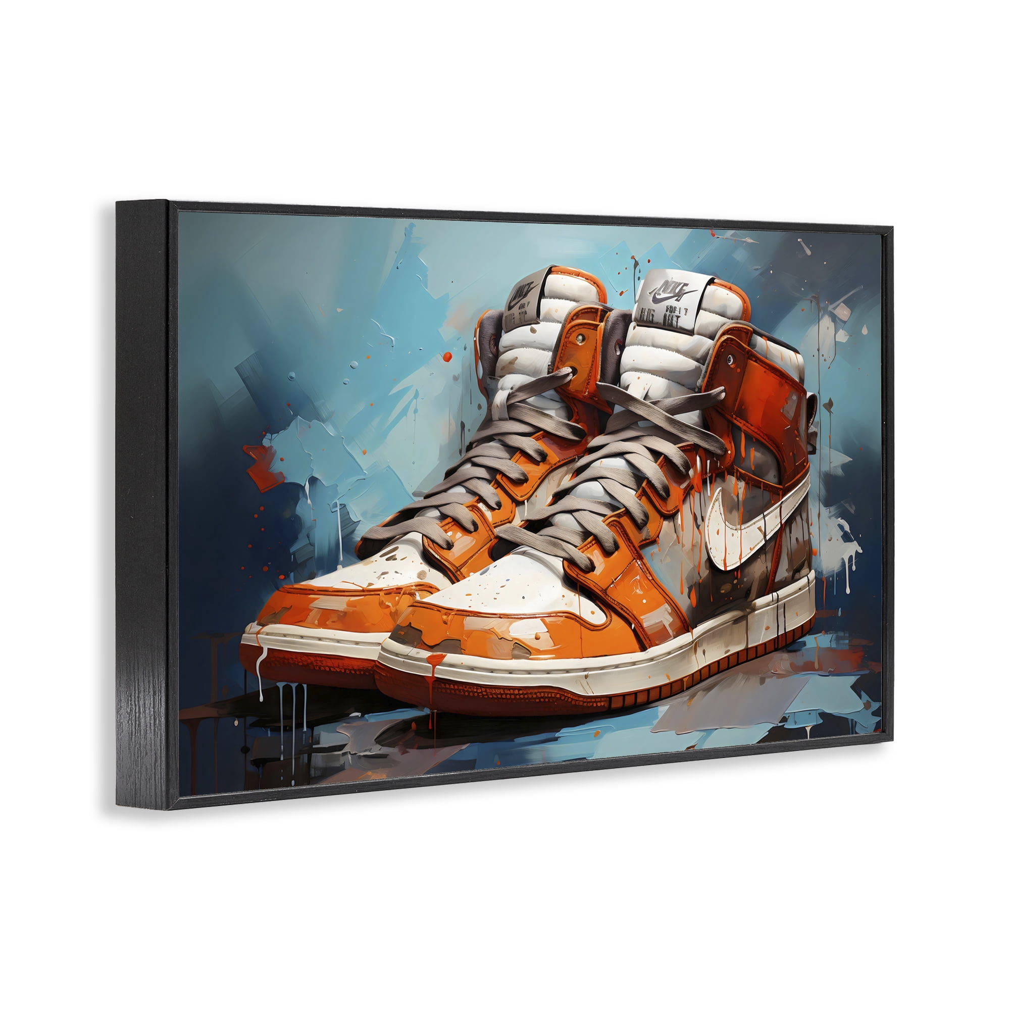 Stupell Industries Red & White Sneakers Splash Black Framed Giclee Art, design by Creative Studio