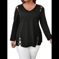 thumbnail image 2 of Blusas de Verano para Mujer con Hombros Descubiertos, Camisetas de Larga, Blusas con Diseño de Tiras Cruzadas y Aberturas Negro XXL, 2 of 7