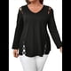 thumbnail image 2 of Blusas de Verano para Mujer con Hombros Descubiertos, Camisetas de Larga, Blusas con Diseño de Tiras Cruzadas y Aberturas Negro XL, 2 of 7