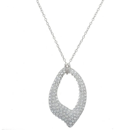Lesa Michele Open Leaf Crystal Necklace in Sterling Silver