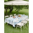 thumbnail image 4 of Outdoor Tablecloth with Umbrella Hole for Patio/Picnic/Party/Camping, Blue Stripes Waterproof Table Cloth Rectangle Table Cover Washable, Modern Gradient Abstract Ocean Waves Lines (60"x 102"), 4 of 8