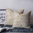 thumbnail image 2 of 20x20 Pillow Covers Set of 2, Pink Flowers Throw Pillow Covers Decorative Couch Cushion Case, Green Country Botanical Floral Leaves Microfiber Square Pillowcases for Bedroom Car Living Room, 2 of 7