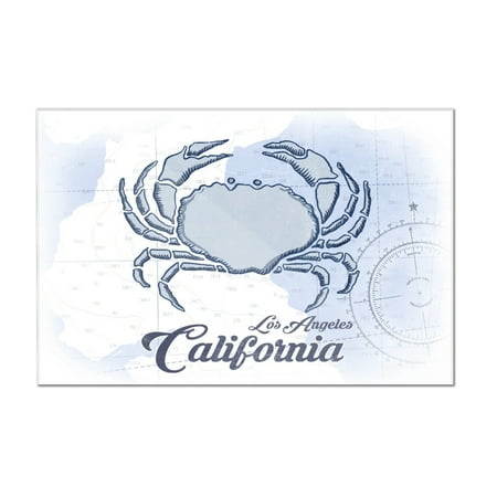 Los Angeles, California - Crab - Blue - Coastal Icon - Lantern Press Artwork (12x8 Acrylic Wall Art Gallery