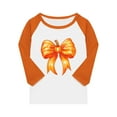 thumbnail image 4 of Abcomgle Halloween Shirts for Kids Girls Spooky Bow Pumpkin Graphic Tee Shirts for Girls Crewneck 3/4 Raglan Sleeve T-Shirts for Girls Fall Funny Cute Top for Girls,3-4 Years, 4 of 4