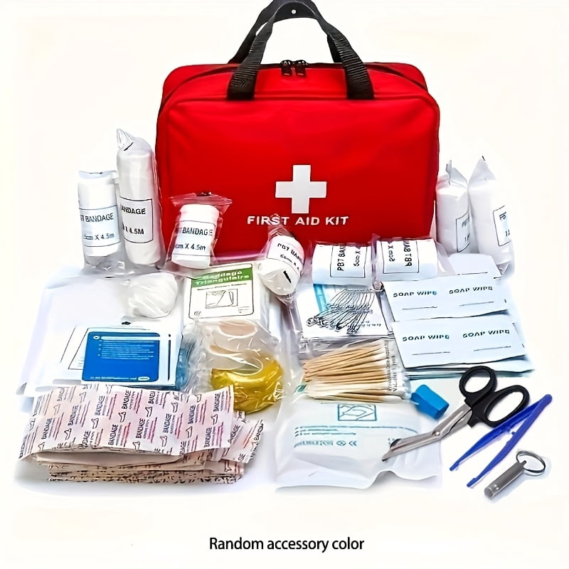 160pcs First Aid Kit: Comprehensive, Portable Emergency Supplies for Outdoor Adventures & Home, Including Bandages, Scissors & More