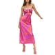 thumbnail image 3 of VISgogo Vestido sin mangas con cuello halter para mujer, atado con pliegues sin espalda Raya de cebra / Recorte con estampado de flores de una sola pieza VISgogo moda, 3 of 5