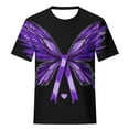 thumbnail image 5 of DondPO Women's T-Shirts Women's Awareness Shirt Purple Ribbon Floral Short Sleeve T Shirts Caring tops Shirts for Women Womens tops Black L, 5 of 5