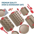 thumbnail image 4 of EatEx Nonstick Bakeware Set - 15 PC Baking Tray Set With Silicone Handles & Utensils - Oven Safe & Carbon Steel Cookie Sheets, Baking Pans, Cake Loaf, Muffins & Bread Pan & More, Brown, 4 of 7