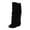 Black, variant on IUJSOY Cowboy Boots for Women Fringe Cowgirl Boots Suede Round Toe Mid Calf Boots Casual Low Heels