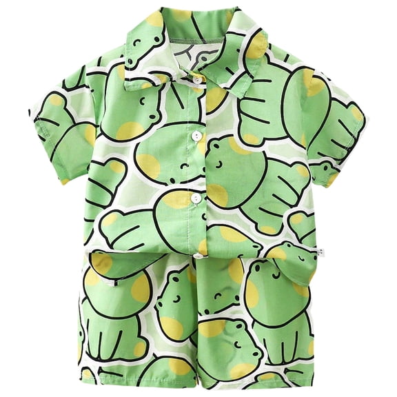 Karoyedx Baby Beach Clothes Toddlers and Baby Boys' Summer Clothes Infant Boy Button-town Shirt and Short Set Outfits Green Size,11-12 Years