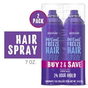 Aussie Instant Freeze Hairspray with Jojoba Oil, 7.0 oz, 2 Pack