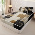 thumbnail image 3 of Castle Fairy Abstract Geometric Zipper Queen Comforter Set with Fitted Sheet and 2 Pillowcases,Mid Century Vintage Watercolor Zipper Bedding Set,Charcoal Beige,Reversible, 3 of 5