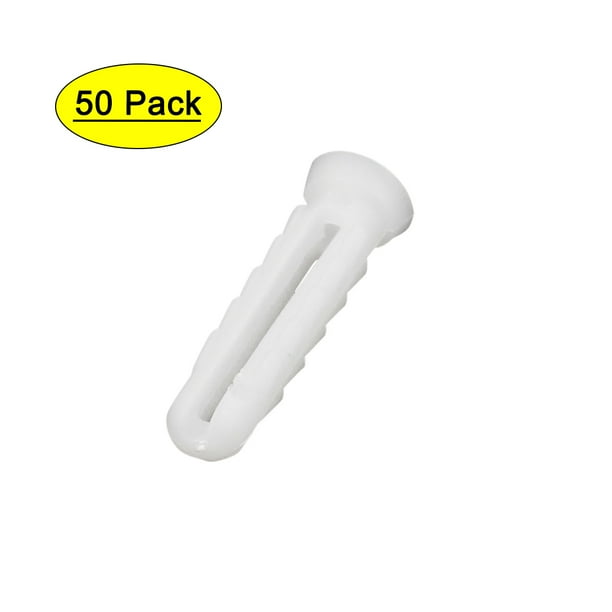 6mm x 25mm Plastic Expansion Nail Plugs Wall Anchor Screw White 50pcsv