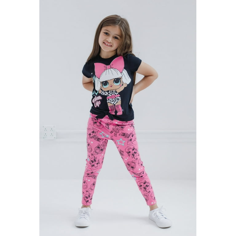 L.O.L. Surprise M.C. Swag Diva Neon Q.T. Little Girls T Shirt and Leggings Outfit Set Little Kid to Big Kid