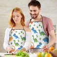 thumbnail image 5 of Colorful Dinosaurs Cacti Pattern Apron-Garden Aprons for Women with Pockets-Cotton Linen Waterproof Kitchen Cooking Gardening Aprons Adjustable for Kitchen,Cooking,BBQ and Salon 33x27 Inch, 5 of 7