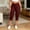 Wine, variant on BVnarty women capri slim fit leggings high rise stretch waist side button split hem solid print tight cropped pant caf茅 daily wear Light Blue XL