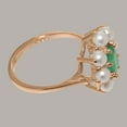 thumbnail image 4 of LBG British Made 10k Rose Gold Natural Emerald & Cultured Pearl Womens Anniversary Ring - 33 size options - Size 6.75, 4 of 6