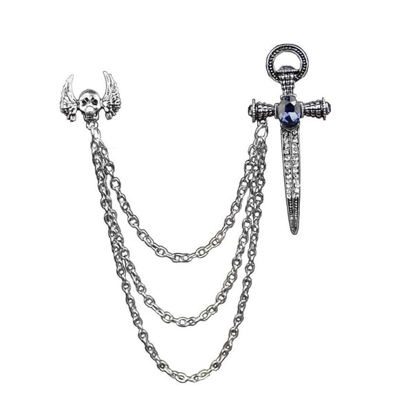 Broche de solapa Yuyangstore para hombre con cadena Cruz de cristal