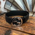 thumbnail image 1 of Gu-cci Black Belt with Silver Buckle, 1 of 5