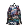 thumbnail image 2 of Naloa Psychedelic Shark Artwork Canvas Backpack for Men Women Rucksack Casual Travel Daypack College Tote Satchel Bookbag for Teens-Small, 2 of 7