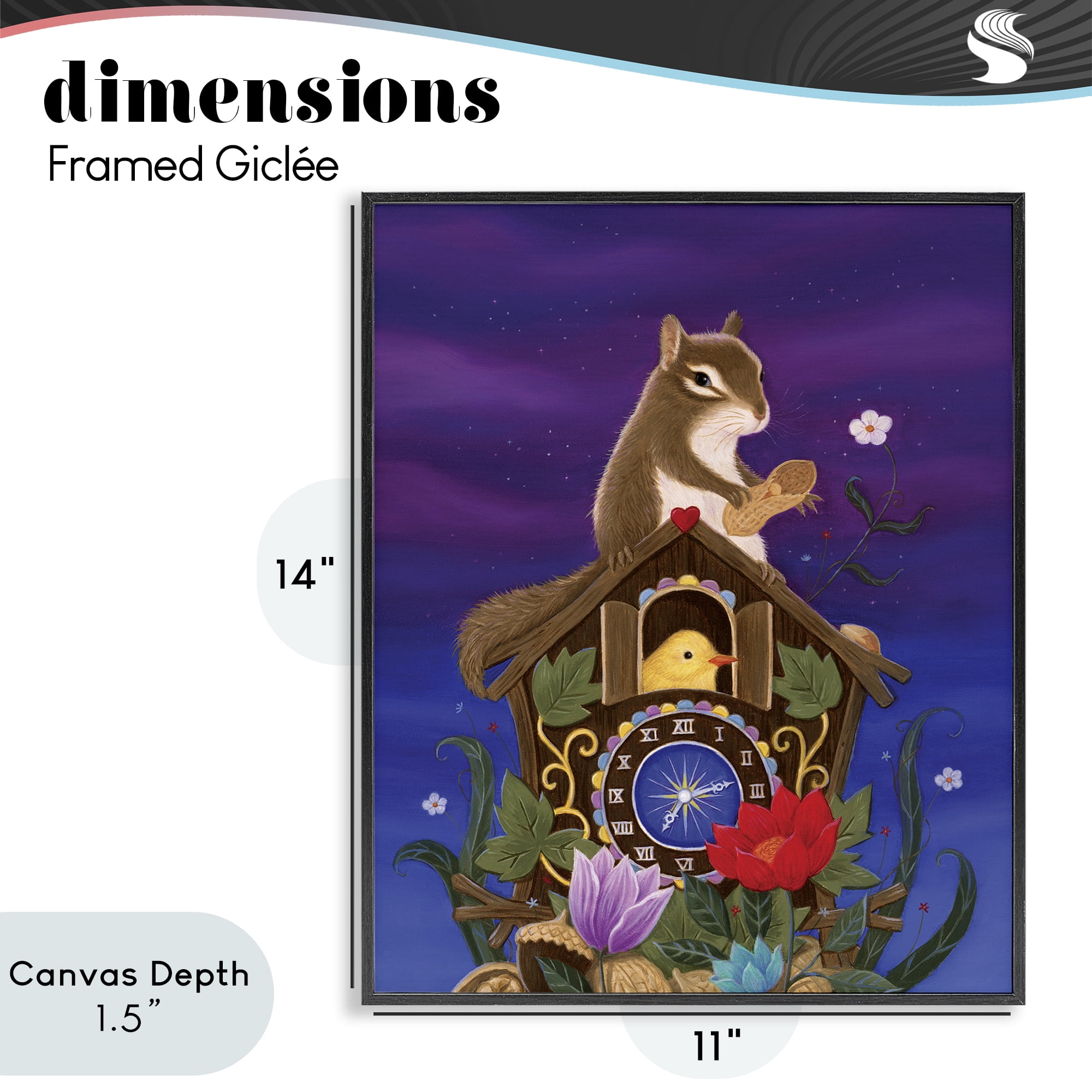 Stupell Industries Nighttime Snack Squirrel Black Framed Giclee Art, design by Gina Matarazzo
