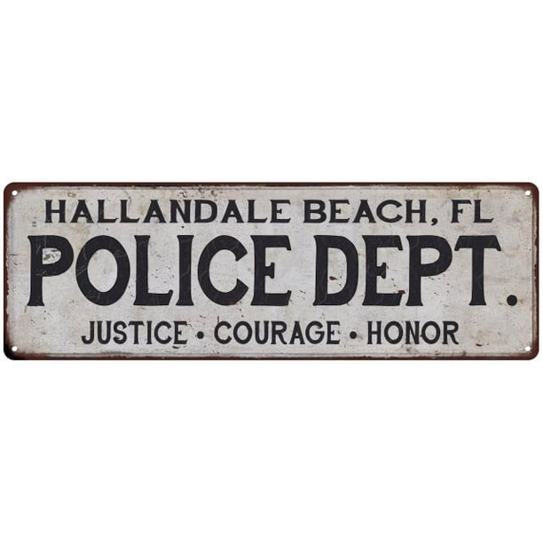 Hallandale Beach Fl Police Dept Vintage Look Metal Sign Chic Decor 206180012949 Walmart Com Walmart Com