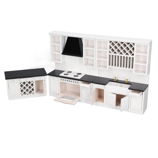 Comptoir de Bar pour Maison de Poupée, Ensemble d'Armoires de Cuisine pour Maison de Poupée, Beau Design, Exécution Exquise pour la Décoration de Maison de Poupée