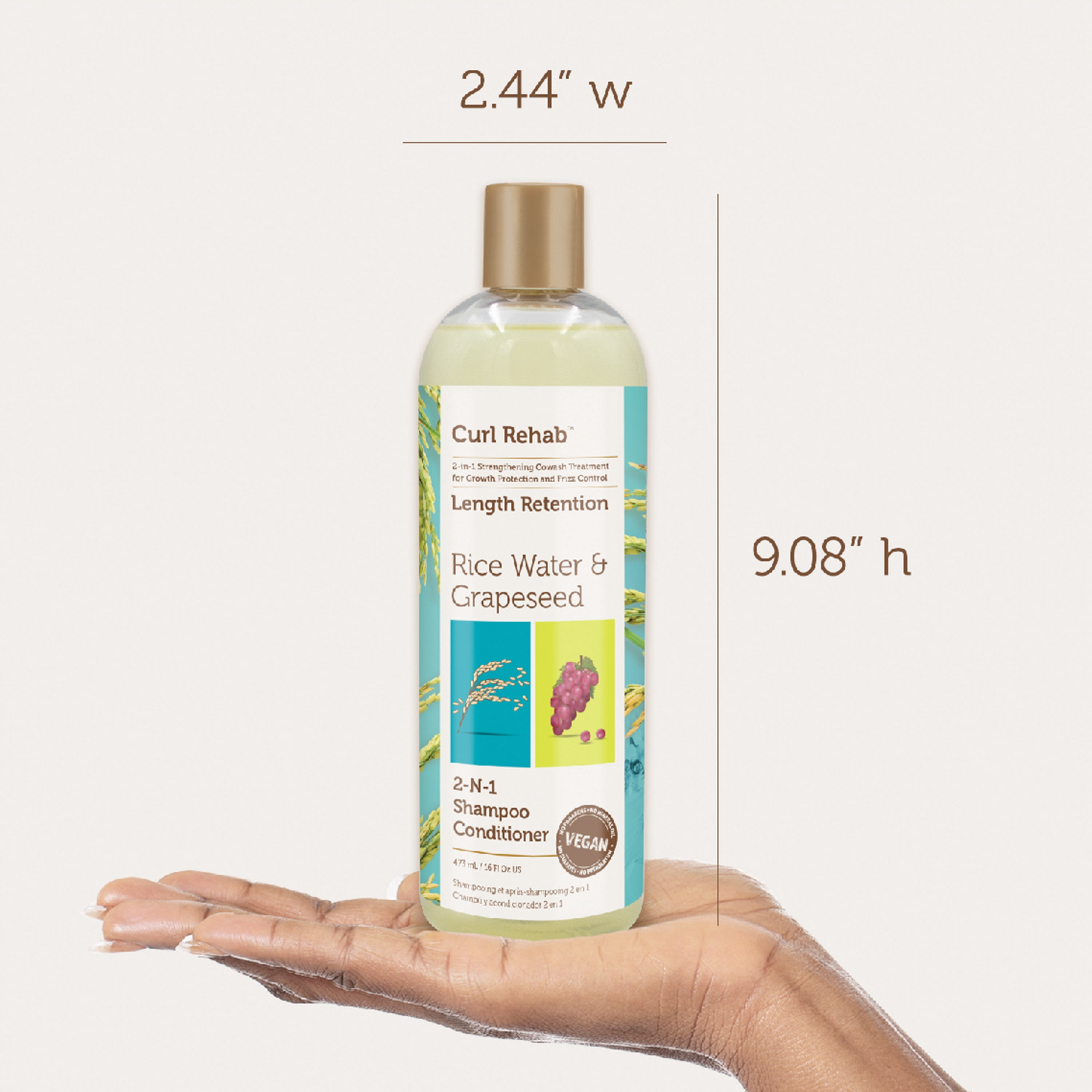 Curl Rehab: Rice Water & Grapeseed Length Retention 2n1 Shampoo Conditioner 16oz