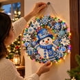 thumbnail image 4 of Diy Christmas Diamond Art Kits For Adults Pearl Diamond Painting Beaded Wreath Hanging Ornament With Led Lights,Christmas Decorations For Holiday Wall Front Door Window Decor(9.84"), 4 of 4