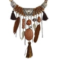 thumbnail image 3 of Bijoux Vintage Turquoise à Pampilles Collier Bohème Déclaration Style Collier Brun, 3 of 8