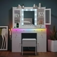 thumbnail image 3 of PUFFCAFE Makeup Vanity Desk with Mirror and Lights,White Vanity Table Set with Chair,Large Dressing Table with RGB Ambient Light, 3 of 9