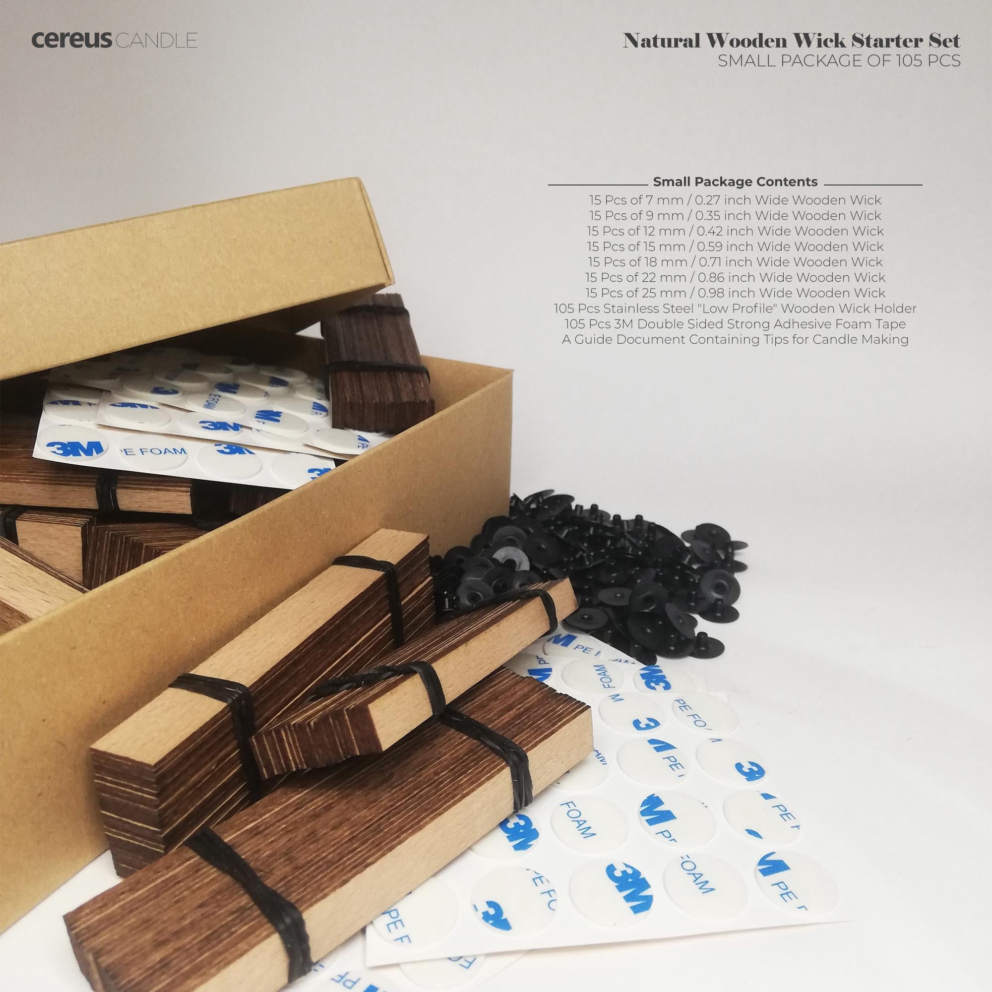 Wood Wick Candle Making Kit – 7 Sizes – Woodwick for Candle Making – Clean Burn & Crackling Sound