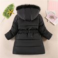 thumbnail image 5 of Povozer Girls and Toddlers' Long Heavyweight Hooded Puffer Jacket(Black,6-7Y), 5 of 5