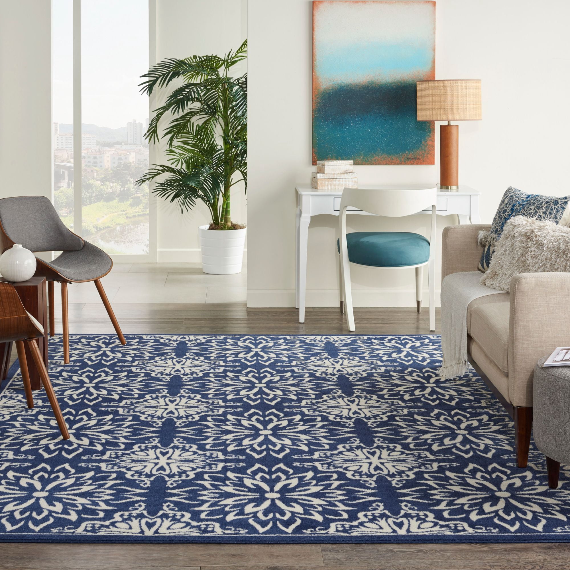 Nourison Jubilant 7'10" x 9'10" Navy/Ivory Farmhouse Indoor Rug