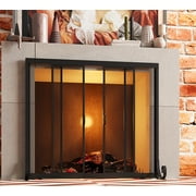 Fire Beauty Fireplace Screen, Wrought Iron Mesh, Baby Safe Spark Guard Protector with 2-Doors Large Flat Guard Screens (35 x 28 Inch)