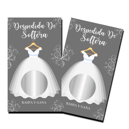 Bridal Shower Games In Spanish - "Despedida De Soltera" Bride Dress Cards - 50 Cards - Scratch Off Cards - Wedding Shower Games In Spanih