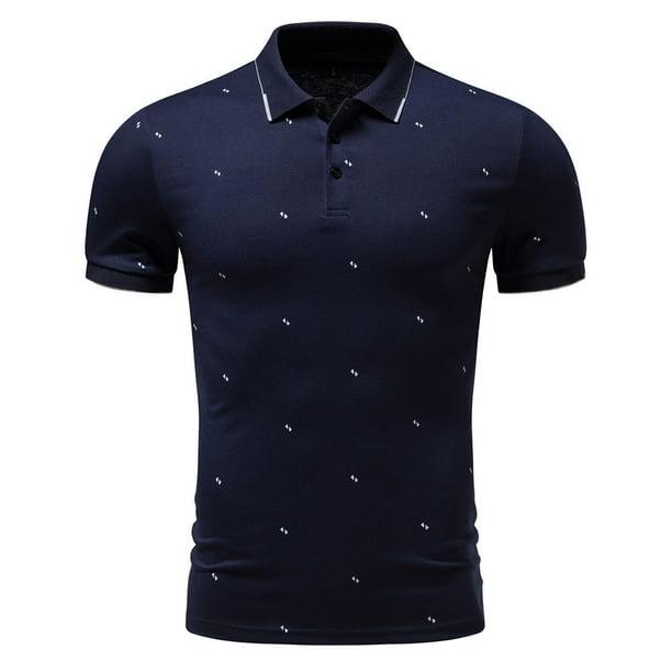 Blusa y camisa de manga corta con cuello vuelto para hombre, blusa informal con estampado de moda para hombre, blusa de manga corta con cuello vuelto para hombre