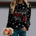 thumbnail image 2 of Futezty Merry Christmas Sweartshirt for Women Xmas Buffalo Plaid Tree Tops Color Block Snowflake Print Long Sleeve Shirt, 2 of 6